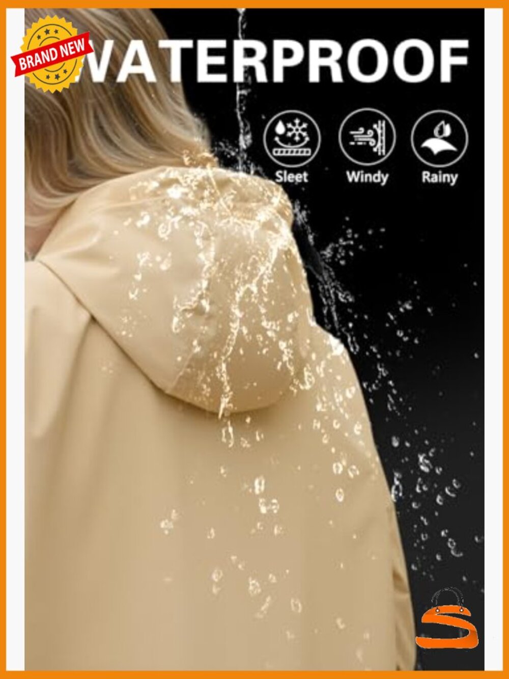 Long Packable Rain Jacket Waterproof Lightweight Hooded Coat Women - Picture 2 of 7